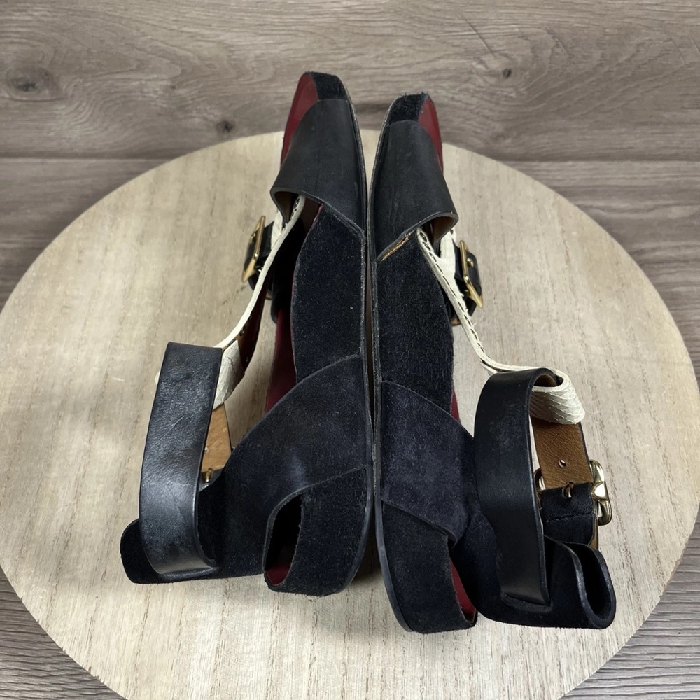 Isabel Marant Sandals Straps Black Maroon Leather Suede Womens Size EU 38 US 8 - Picture 7 of 12